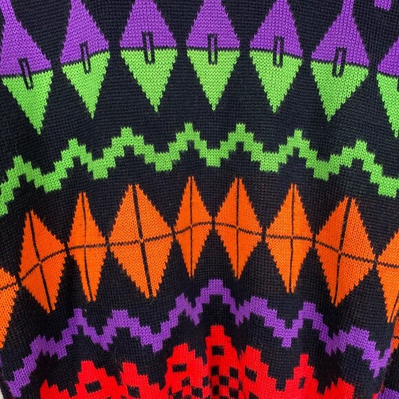 Vintage Meister Ski Sweater Wool Acrylic Geometric Neon 80's Sweater Sz S UNISEX - Picture 6 of 11